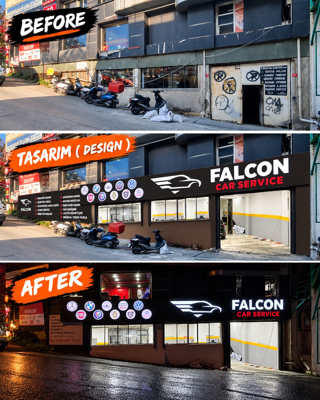 Falcon / Cephe tabelası — UGİ Reklam proje fotoğrafı