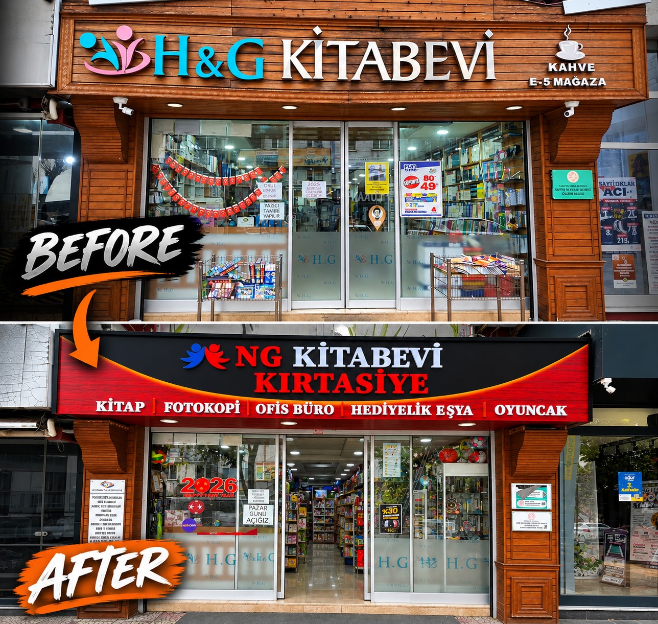 H&G Kitabevi / Tabela yenileme — UGİ Reklam proje fotoğrafı