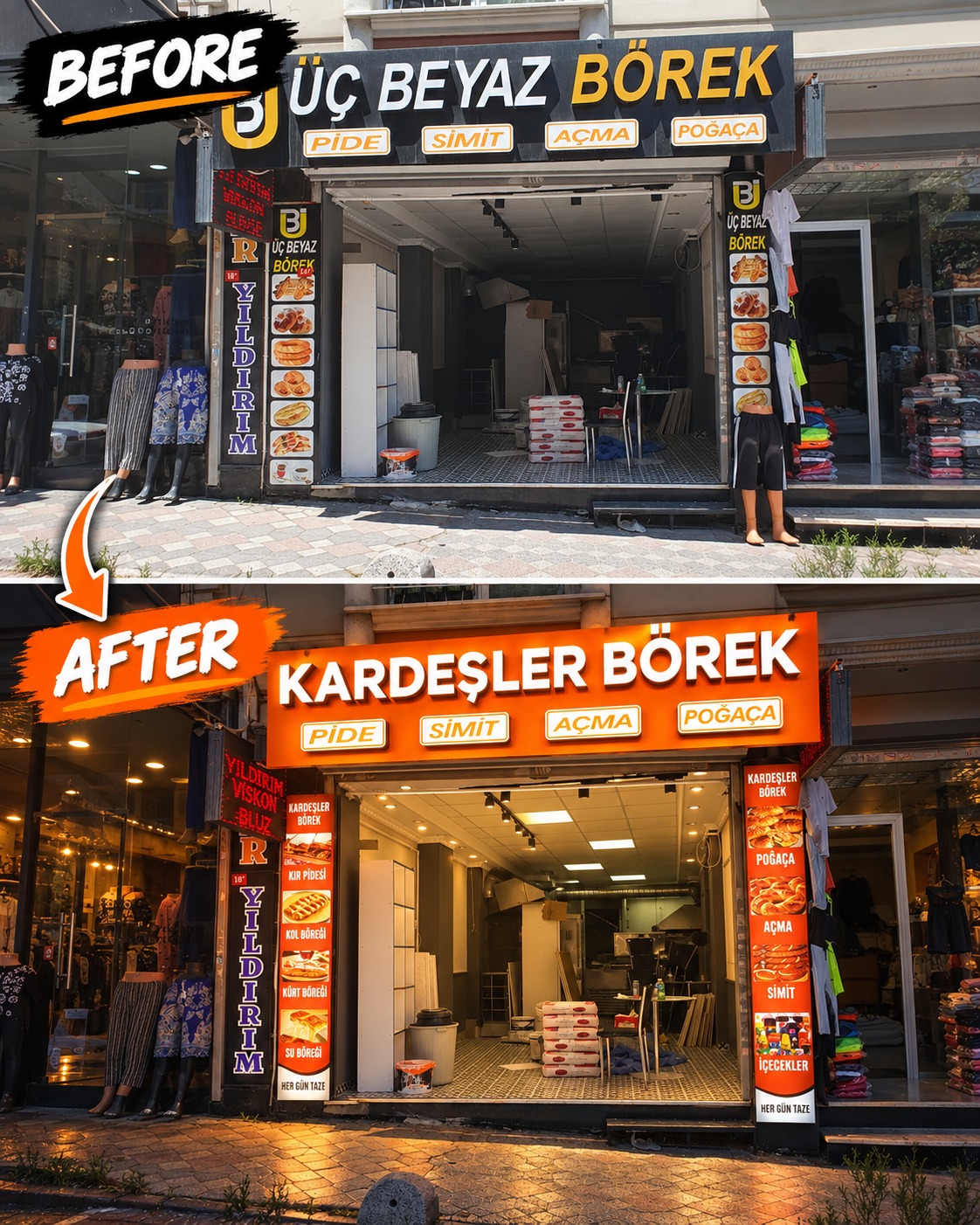 Kardeşler Börek / Cephe yenileme — UGİ Reklam proje fotoğrafı